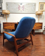 Will be REFINISHED REUPHOLSTERED MCM Teak Scoop Lounge Chair by Huber 9
