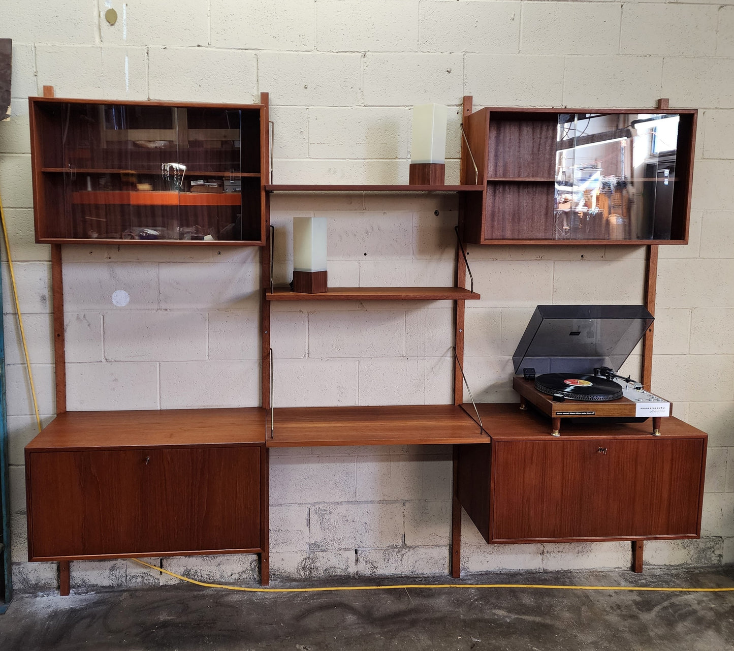 RESTORED Danish Mid Century Modern 3 Section Teak Modular Wall Unit by Poul Cadovius