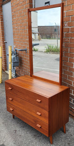 REFINISHED Danish Mid Century Modern Teak Cabinet with Drawers & Mirror 4