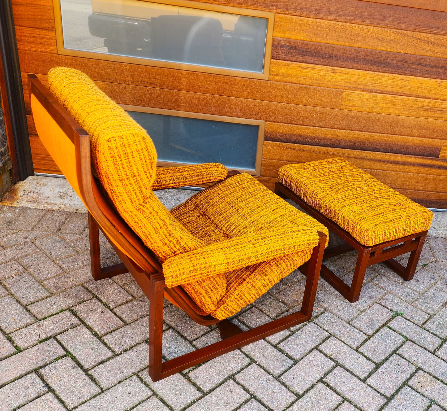 REFINISHED Mid Century Modern Teak Lounge Chair & Ottoman by Lennart Bender, Sweden