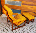 REFINISHED Mid Century Modern Teak Lounge Chair & Ottoman by Lennart Bender, Sweden 12