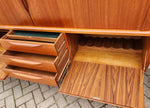 Danish Mid Century Modern Teak Tambour Highboard by Johannes Andersen, model U-18, 78.5