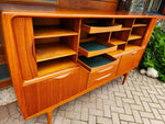 Danish Mid Century Modern Teak Tambour Highboard by Johannes Andersen, model U-18, 78.5