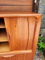 Danish Mid Century Modern Teak Tambour Highboard by Johannes Andersen, model U-18, 78.5