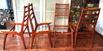 4 REUPHOLSTERED & REFINISHED Danish Mid Century Modern Teak Ladderback Chairs 11