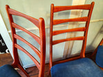 4 REUPHOLSTERED & REFINISHED Danish Mid Century Modern Teak Ladderback Chairs 15