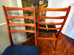 4 REUPHOLSTERED & REFINISHED Danish Mid Century Modern Teak Ladderback Chairs 16