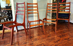 4 REUPHOLSTERED & REFINISHED Danish Mid Century Modern Teak Ladderback Chairs 14