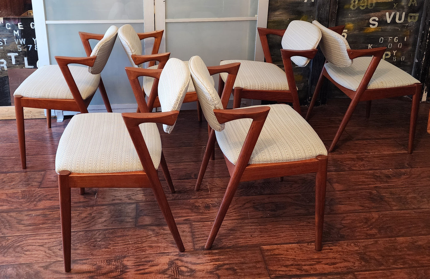 6 Danish Mid Century Modern Teak Chairs by Kai Kristiansen, Model 42