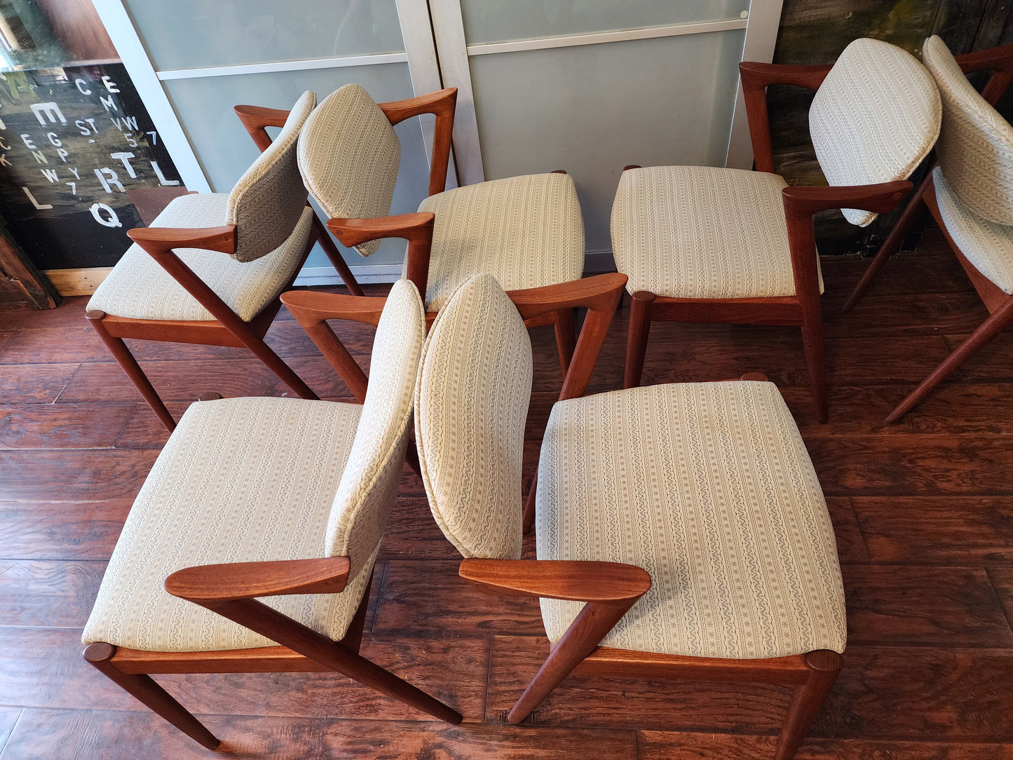 6 Danish Mid Century Modern Teak Chairs by Kai Kristiansen, Model 42