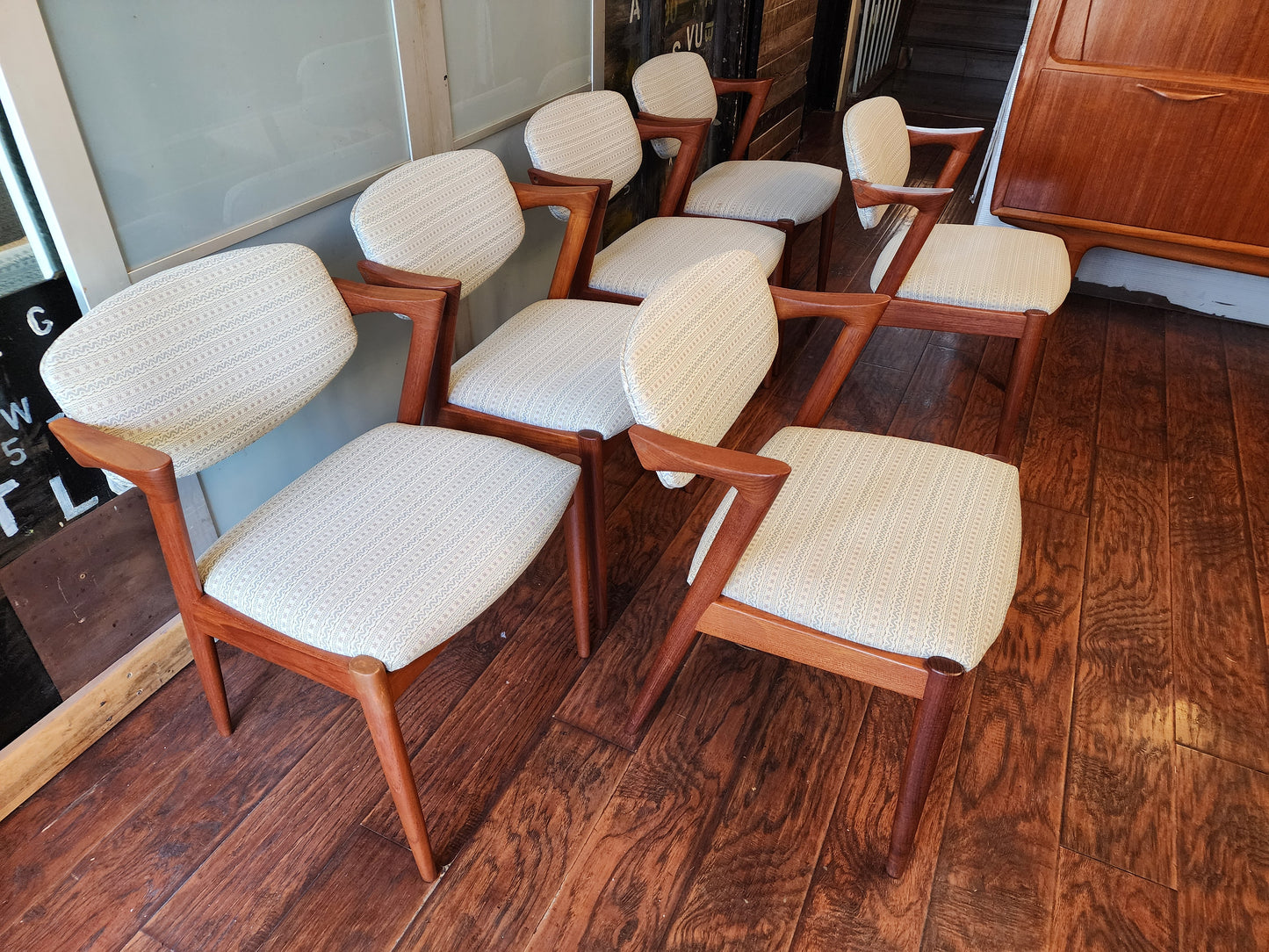 6 Danish Mid Century Modern Teak Chairs by Kai Kristiansen, Model 42