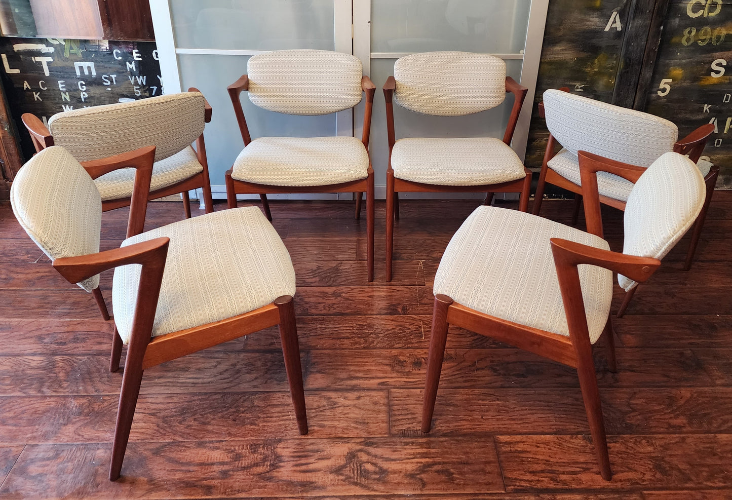 6 Danish Mid Century Modern Teak Chairs by Kai Kristiansen, Model 42