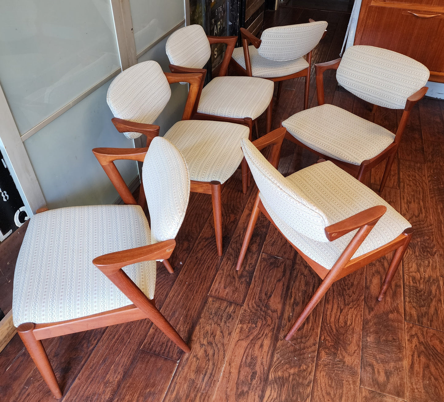 6 Danish Mid Century Modern Teak Chairs by Kai Kristiansen, Model 42