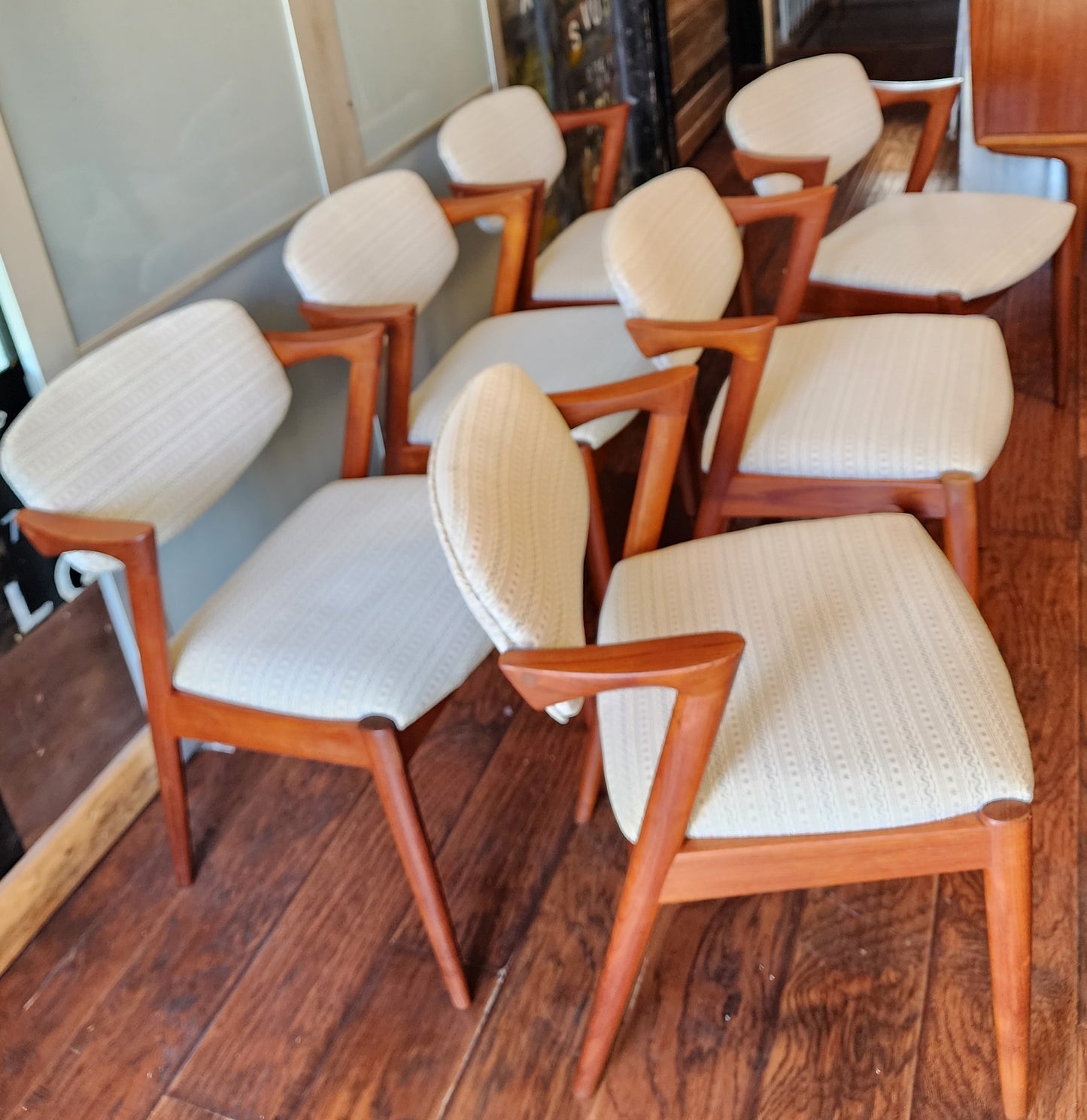 6 Danish Mid Century Modern Teak Chairs by Kai Kristiansen, Model 42