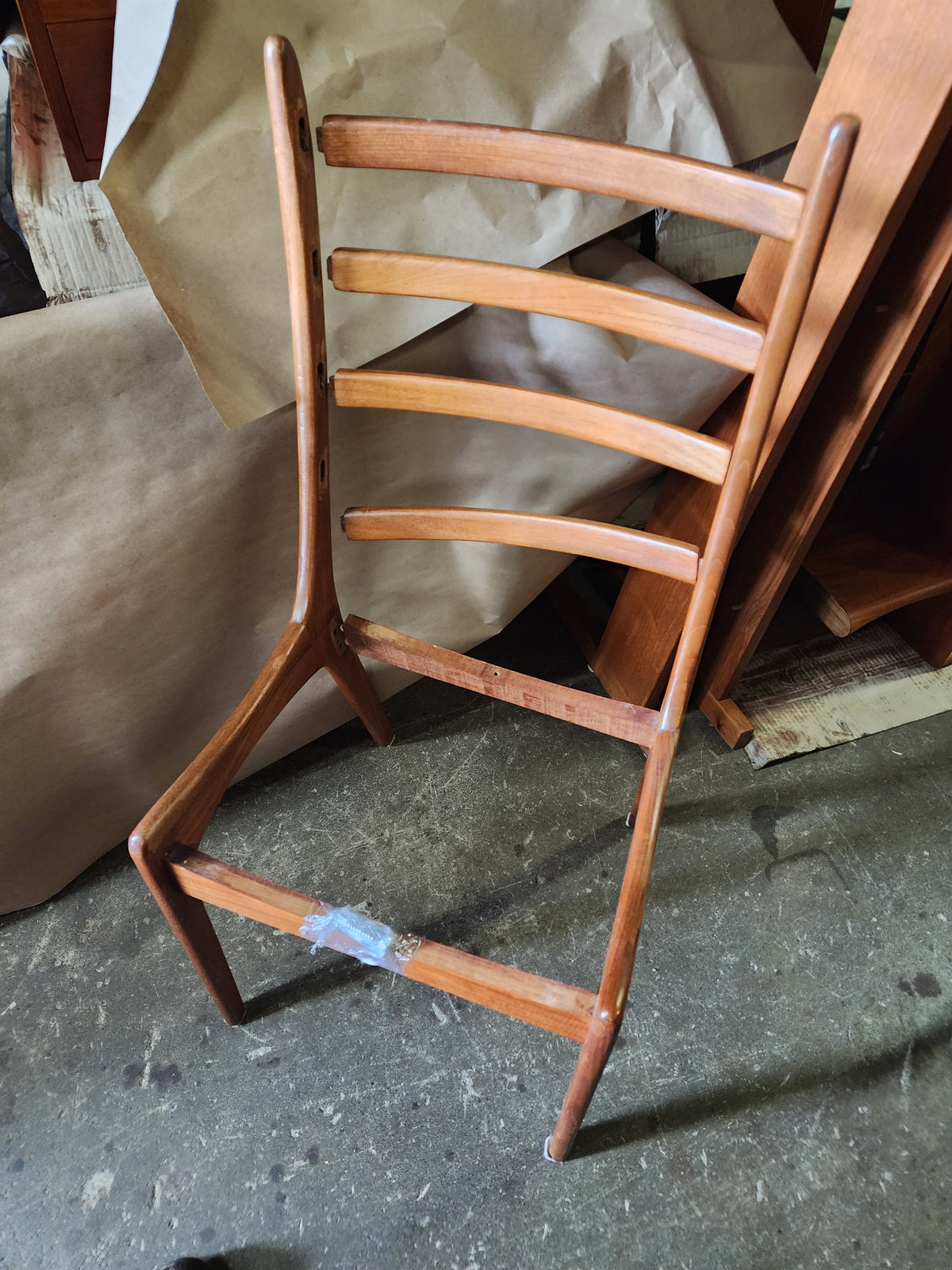 Choose Fabric***6 REFINISHED Mid Century Modern Teak Ladderback Chairs