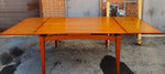 REFINISHED Danish Mid Century Modern Teak Floating Draw Leaf Dining Table 52