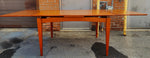 REFINISHED Danish Mid Century Modern Teak Floating Draw Leaf Dining Table 52