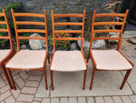 Choose Fabric***6 REFINISHED Mid Century Modern Teak Ladderback Chairs 10