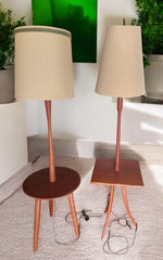 Mid Century Modern Teak Floor Lamp with Built-In Tripod Table, REFINISHED 7