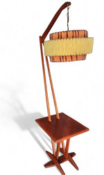 REFINISHED Mid Century Modern Teak Floor Lamp with Built in Table 13