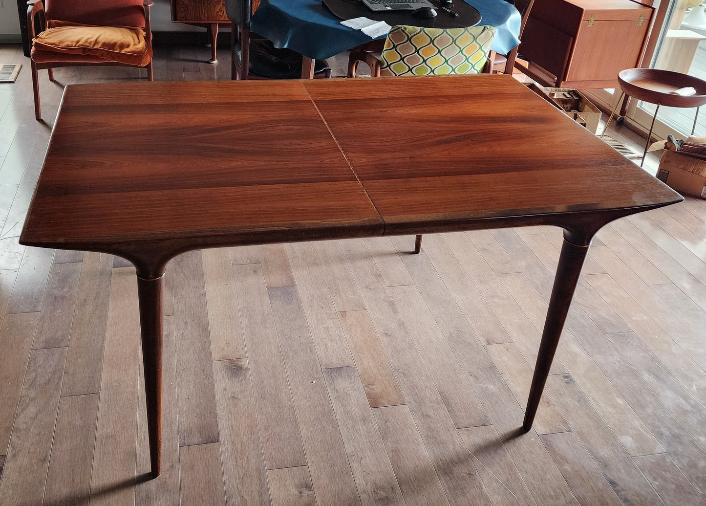 REFINISHED MCM Rosewood Table w 2 leaves 59" - 95", "Cortina" by Svante Skogh, Sweden