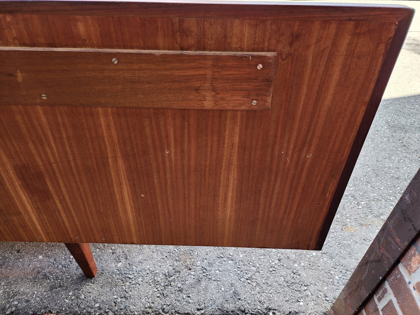 REFINISHED Danish Mid Century Modern Teak Bed w Floating Nightstands Queen