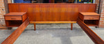 REFINISHED Danish Mid Century Modern Teak Bed w Floating Nightstands Queen 12
