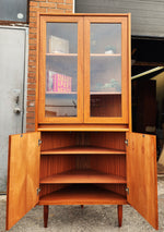 RESTORED Mid Century Modern Teak Lighted Corner Cabinet 12