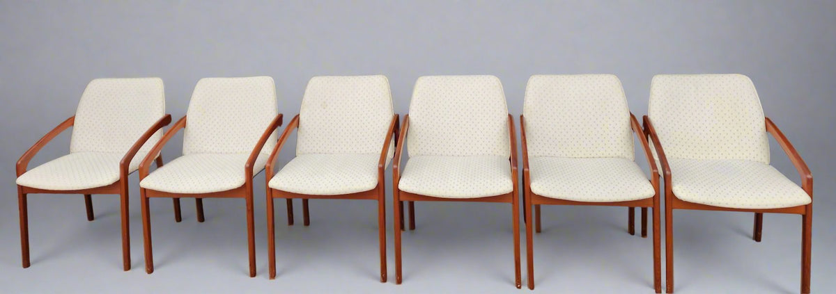 2 RESTORED Danish MCM Teak Armchairs by H.Kjaernulf model 23 (2, 4 or 6 chairs), CHOOSE FABRIC