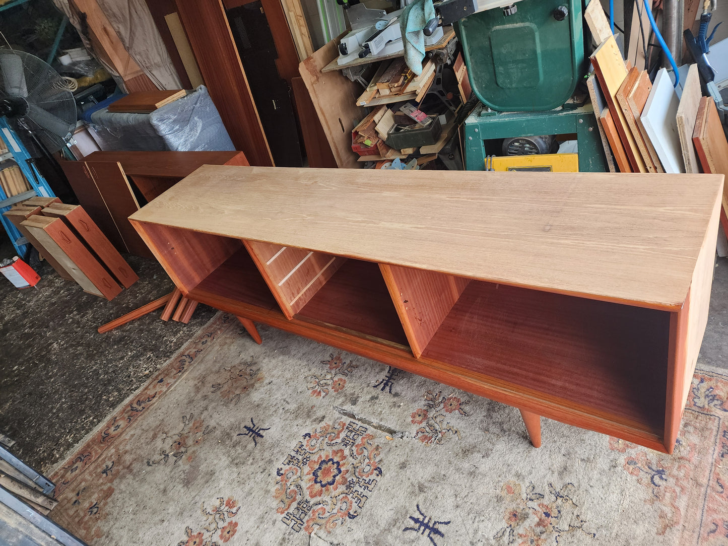 REFINISHED Danish Mid Century Modern Teak Sideboard by Clausen & Son w Finished Back  82"