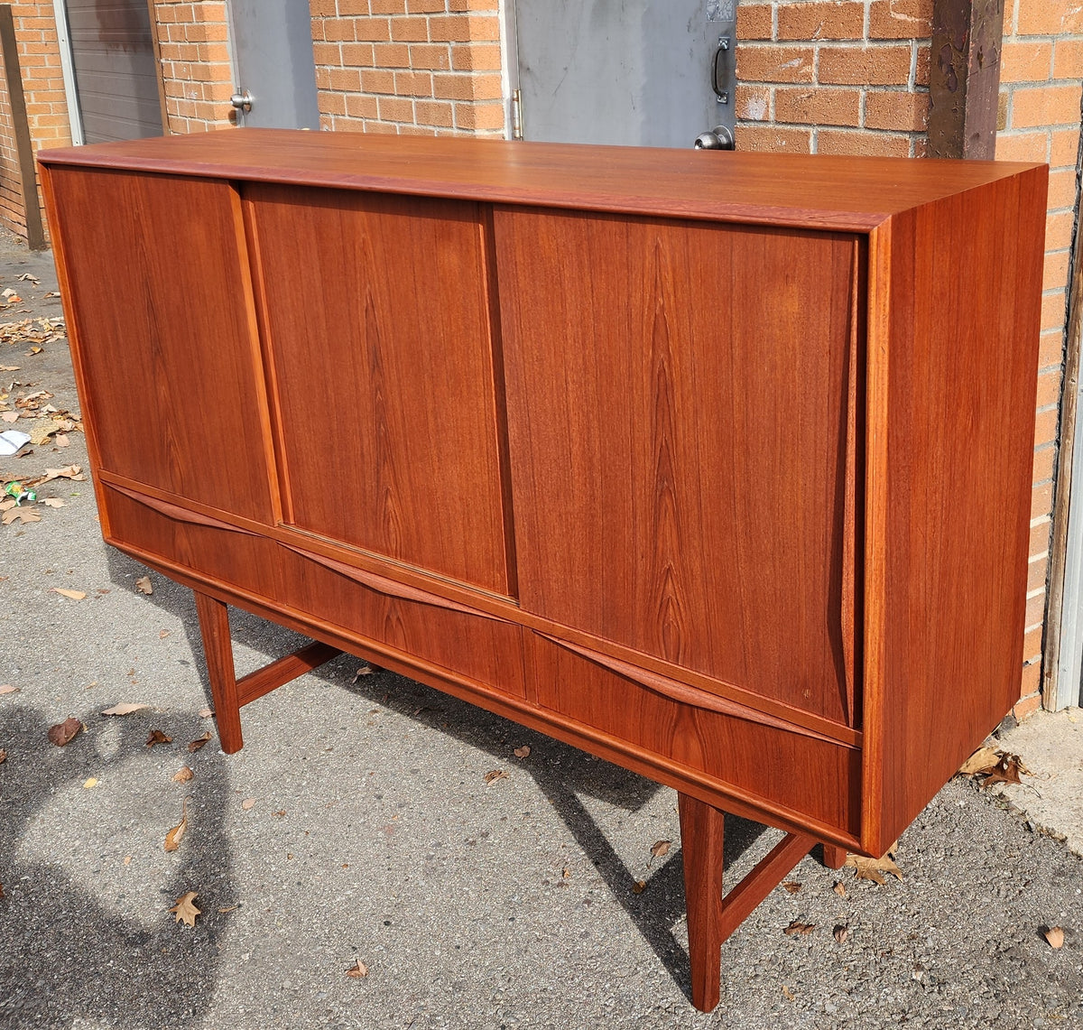 REFINISHED Danish MCM Teak Highboard by EW Bach for Sejling Skabe 65