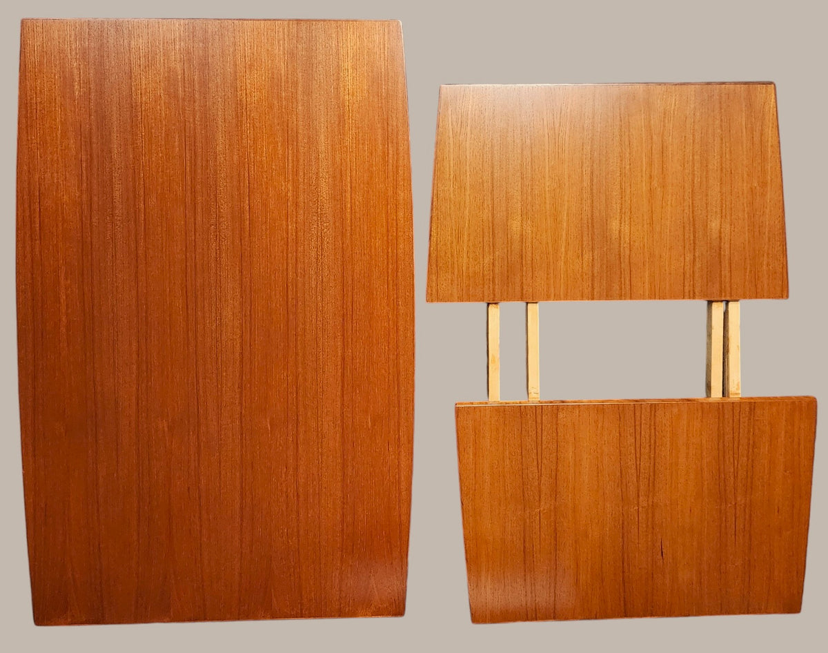 REFINISHED Danish MCM Teak Draw Leaf Surfboard Shape Table by DYRLUND 59