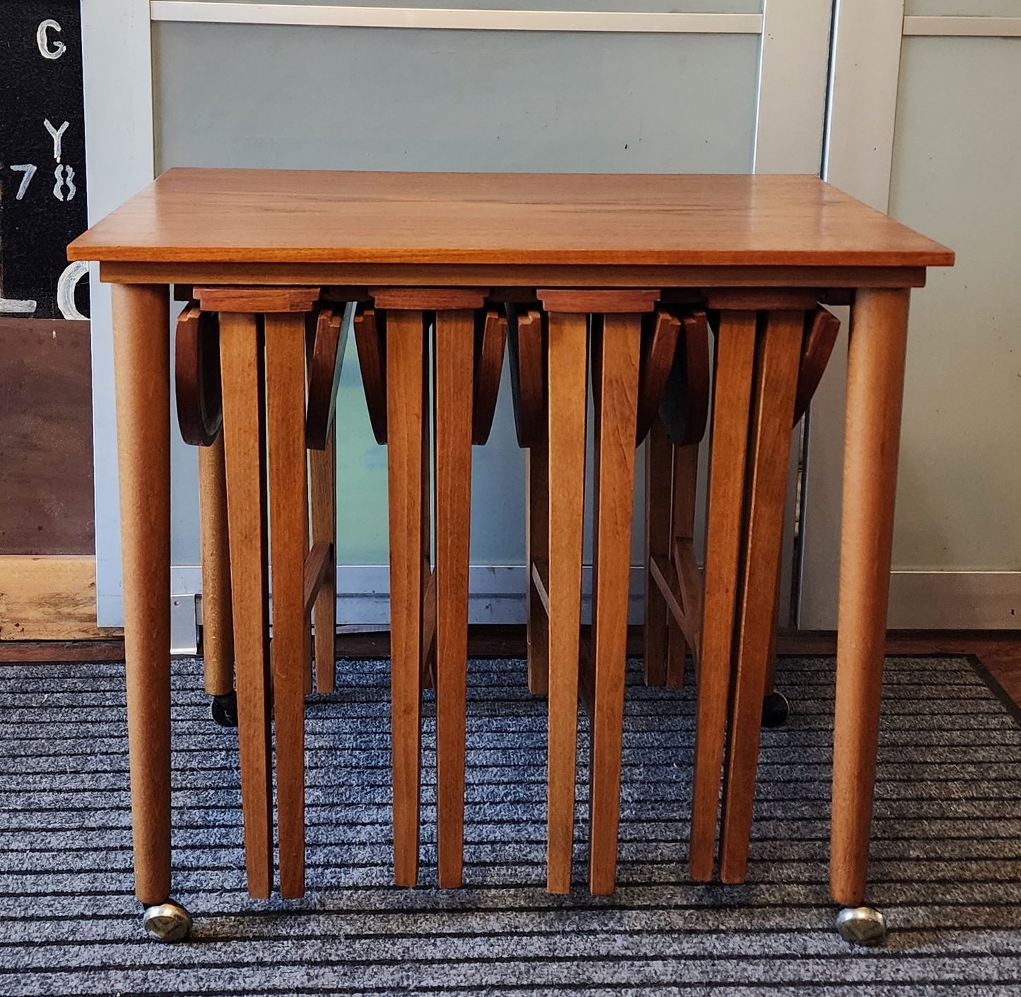 REFINISHED MCM Teak Serving Trolley /5 in 1 Nesting Tables by Poul Hundevad