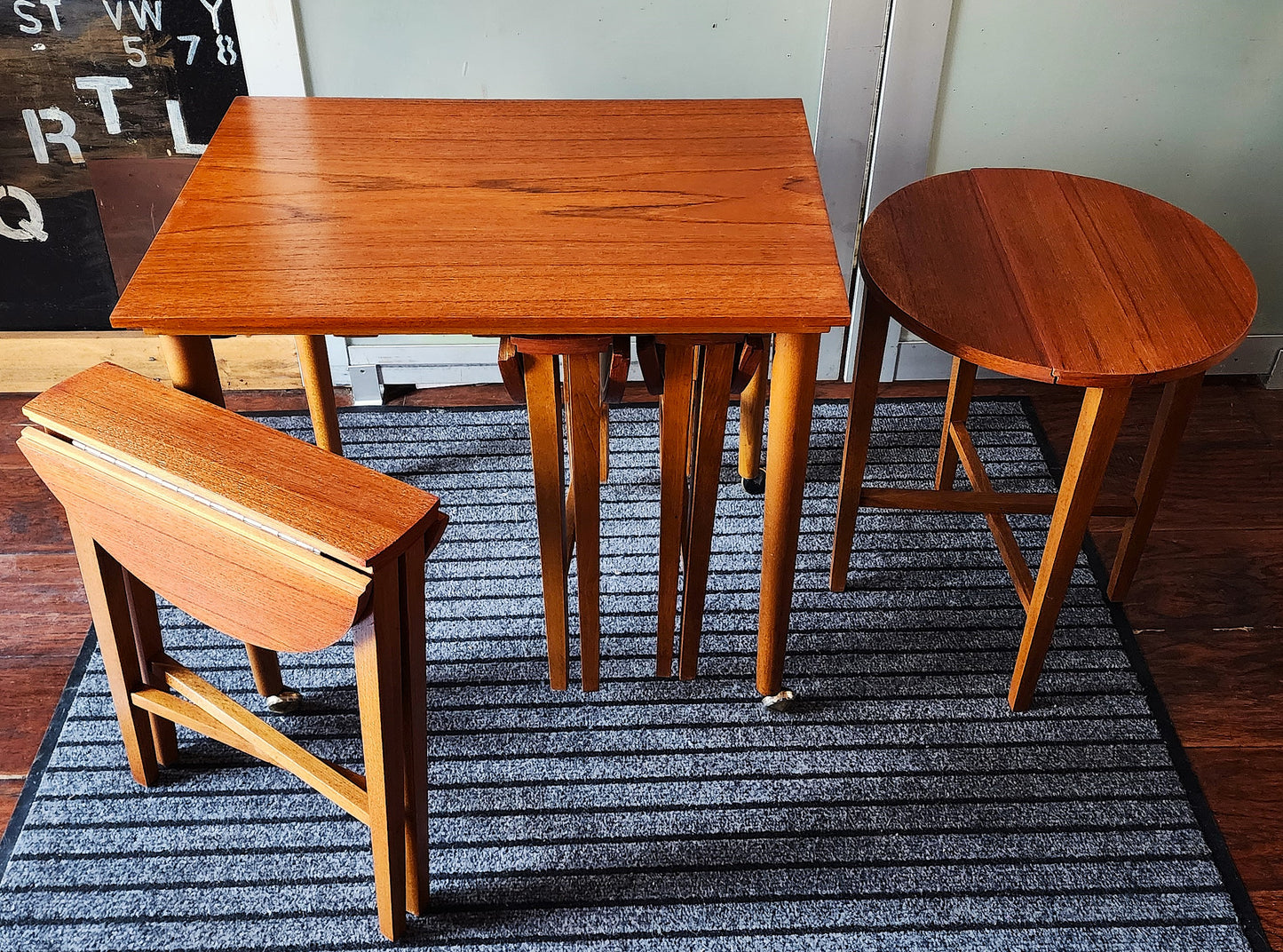 REFINISHED MCM Teak Serving Trolley /5 in 1 Nesting Tables by Poul Hundevad