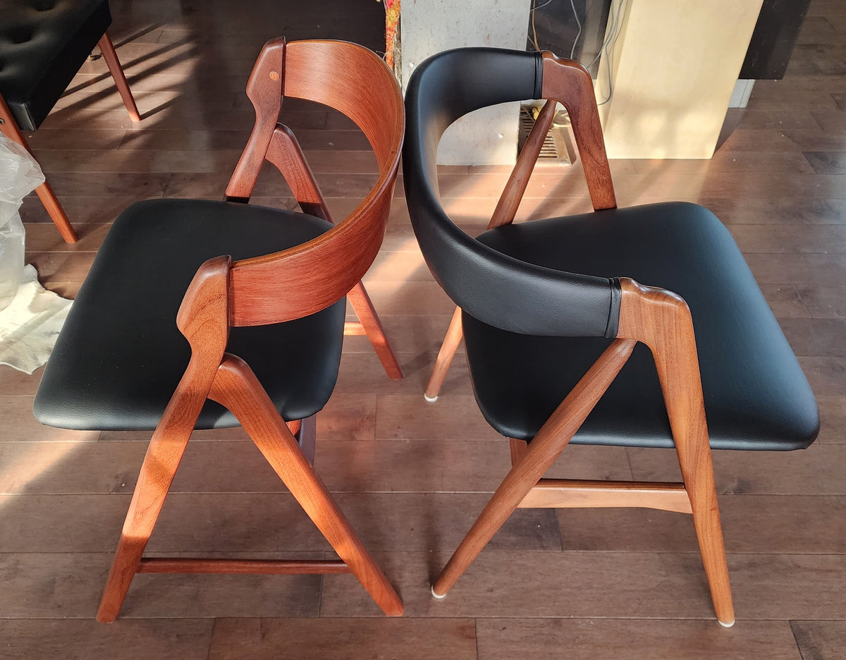 2 RESTORED REUPHOLSTERED Danish MCM Teak Armchairs by Th. Harlev #205
