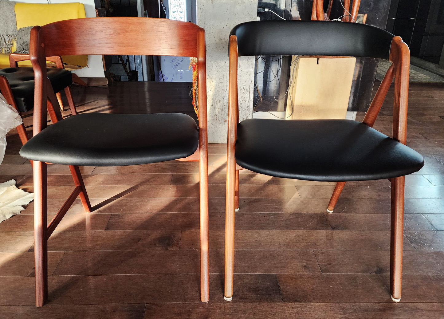 2 REFINISHED REUPHOLSTERED Danish Mid Century Modern Teak Arm Chairs by TH Harlev