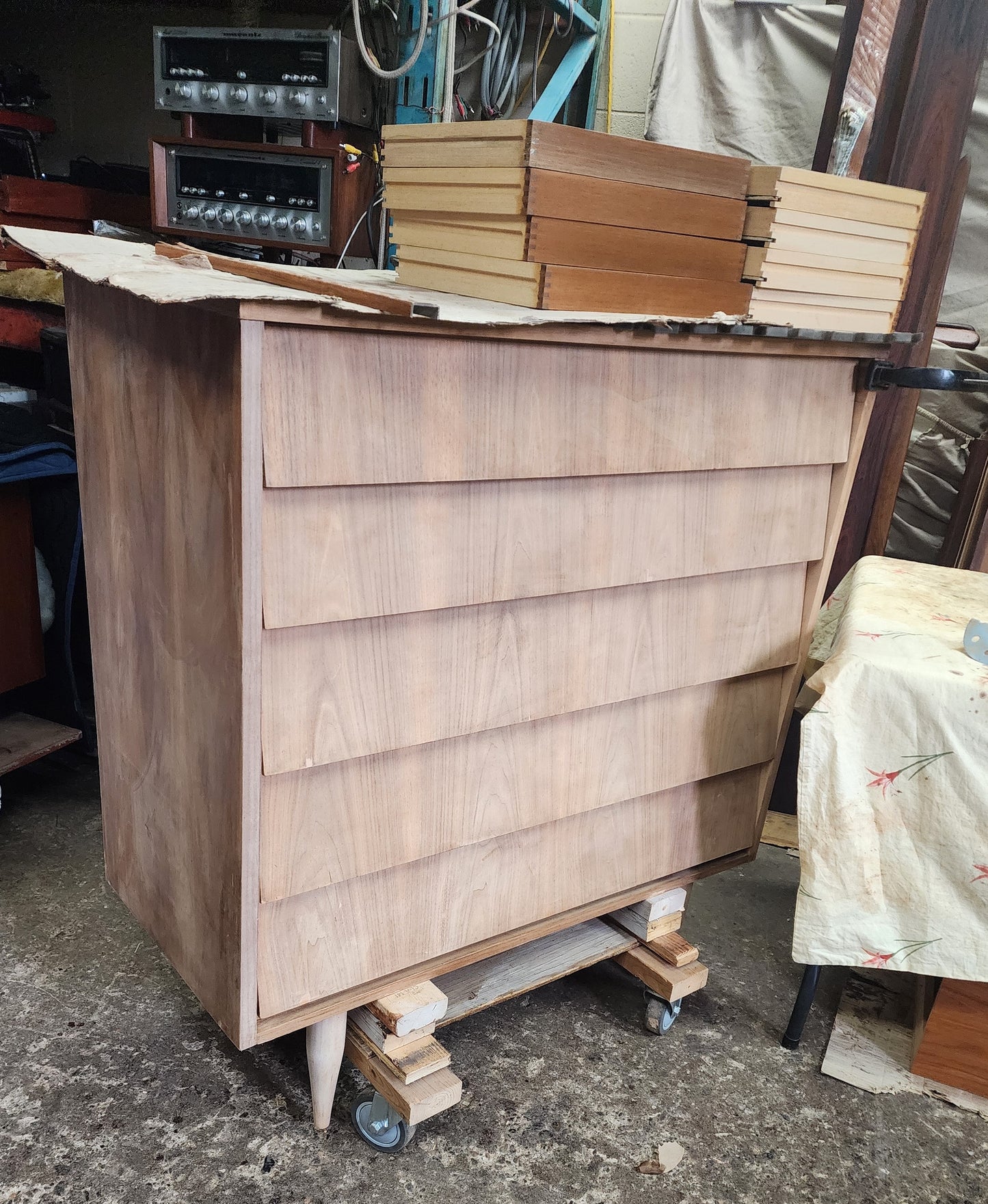 REFINISHED Mid Century Modern Walnut Tallboy