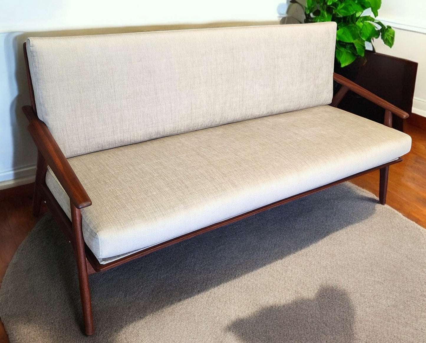 Choose Fabric! REFINISHED Danish Mid Century Modern Teak 3-Seater Sofa