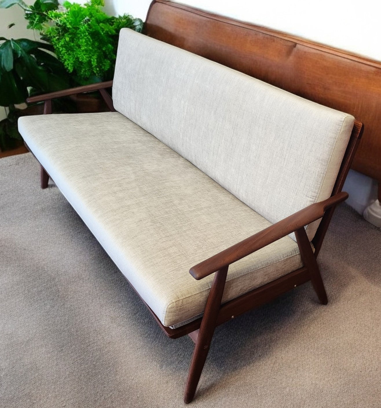 Choose Fabric! REFINISHED Danish Mid Century Modern Teak 3-Seater Sofa