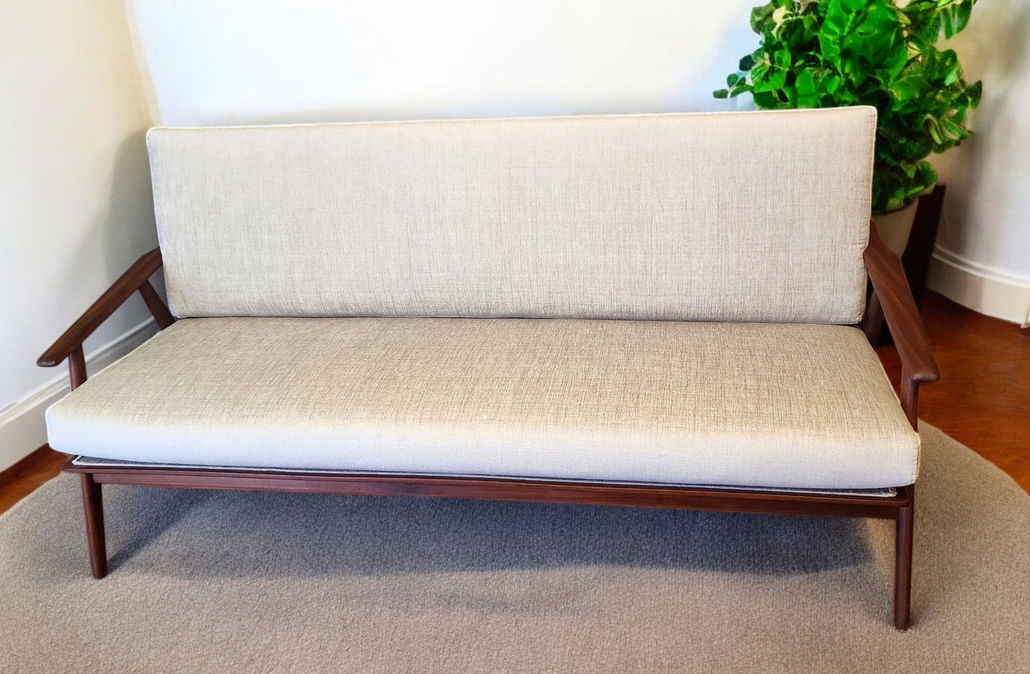 Choose Fabric! REFINISHED Danish Mid Century Modern Teak 3-Seater Sofa