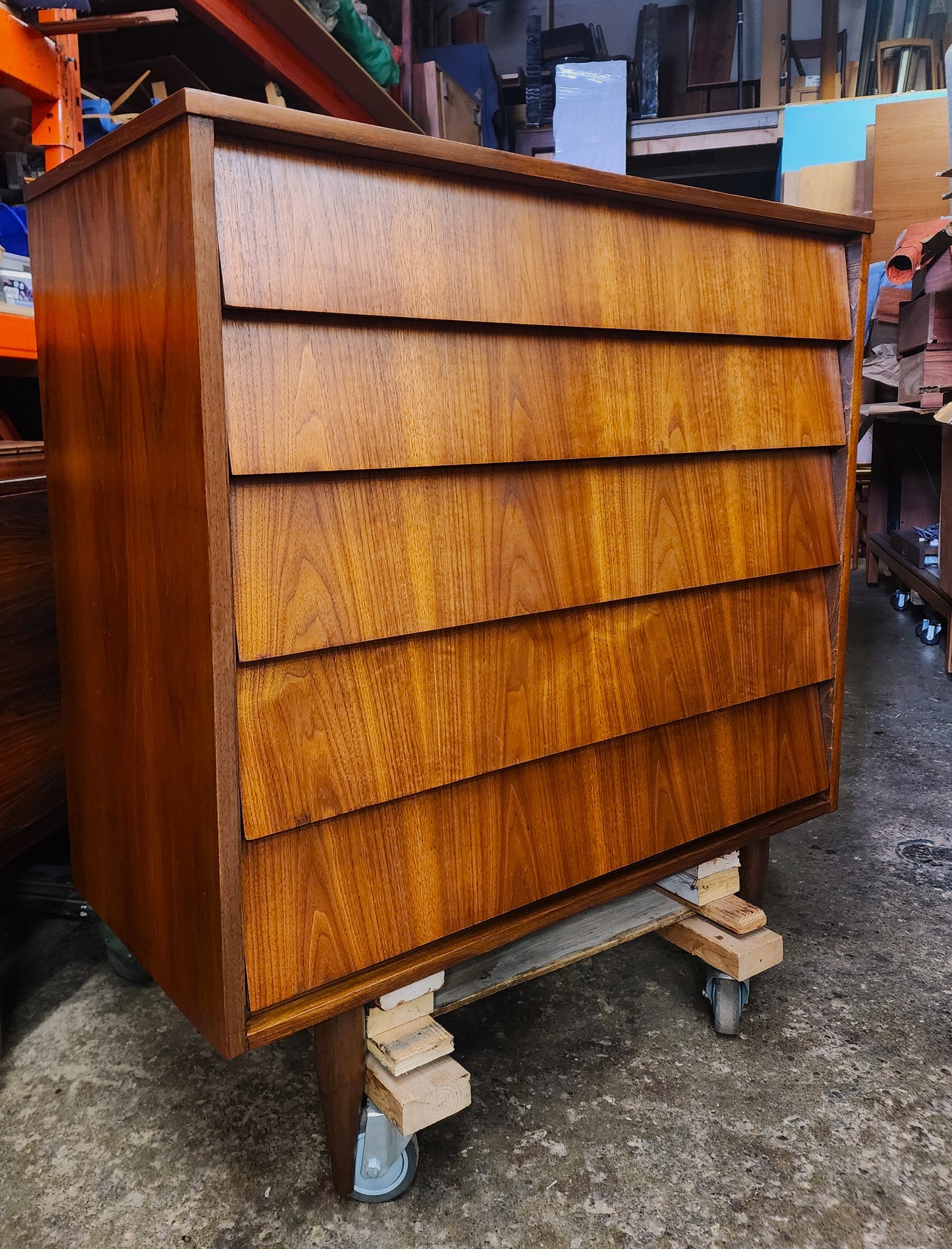 REFINISHED Mid Century Modern Walnut Tallboy