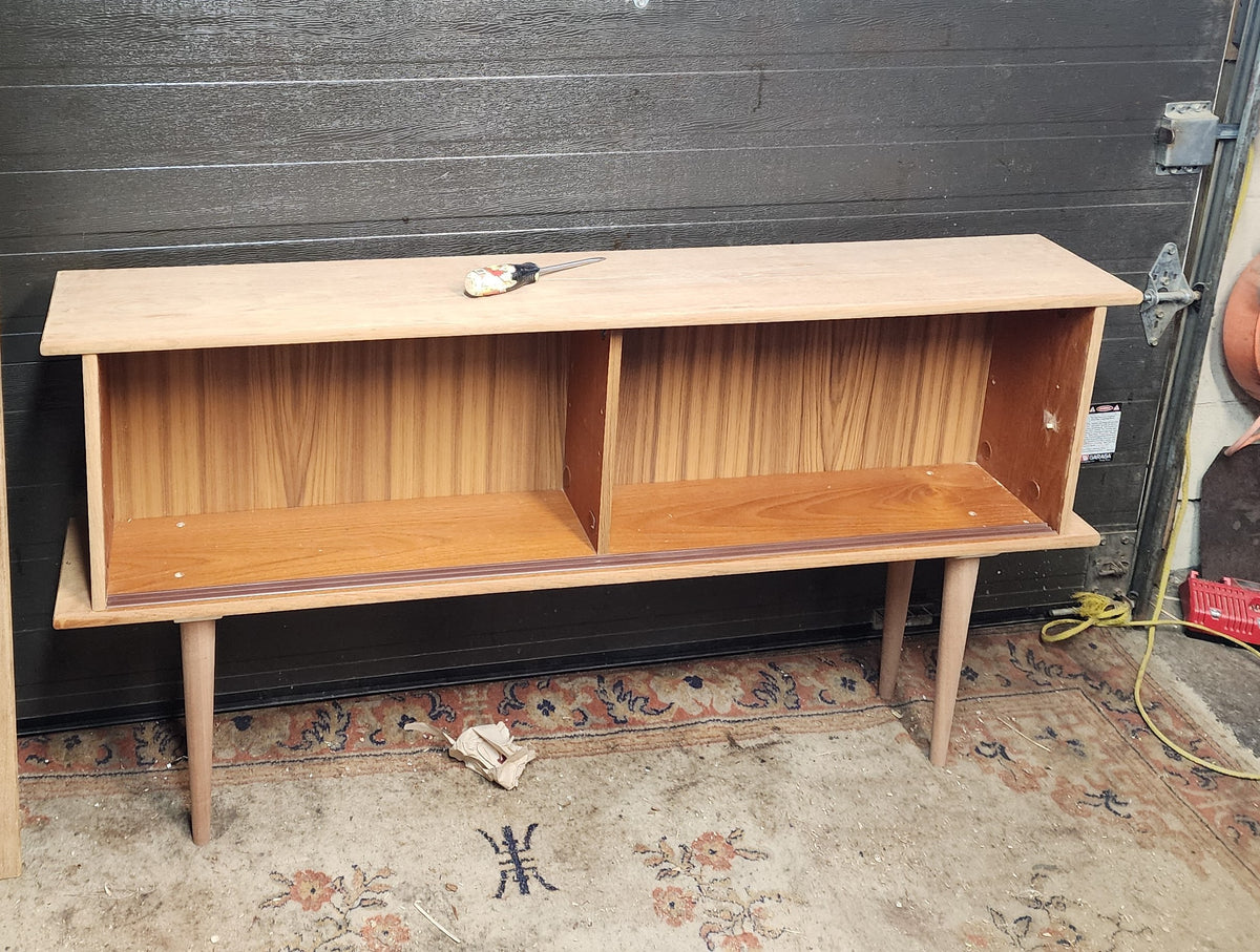 REFINISHED Swedish Mid Century Modern Teak Display Bookcase 59