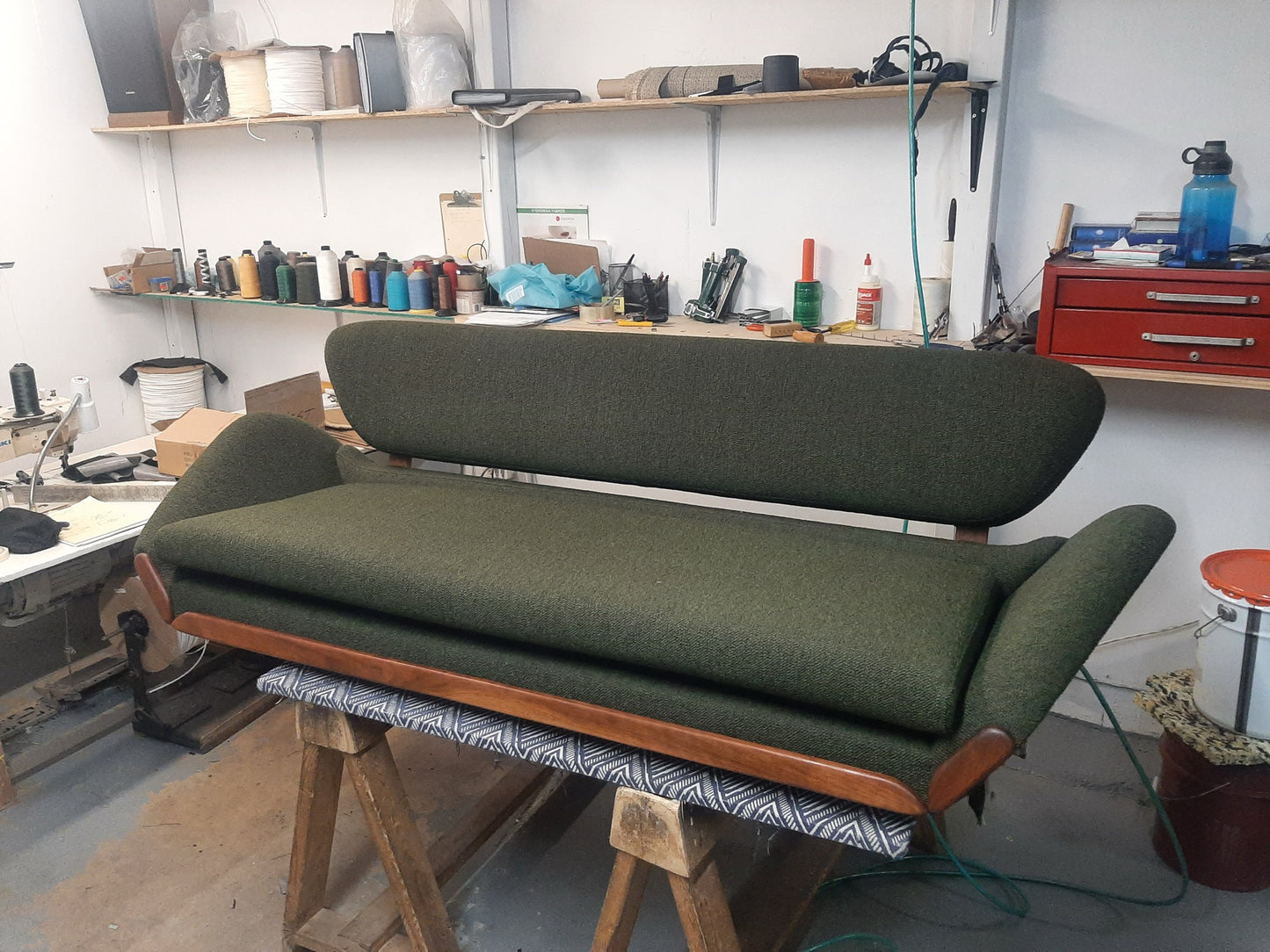 REFINISHED REUPHOLSTERED Mid Century Modern Luigi Tiengo Sofa for Cimon