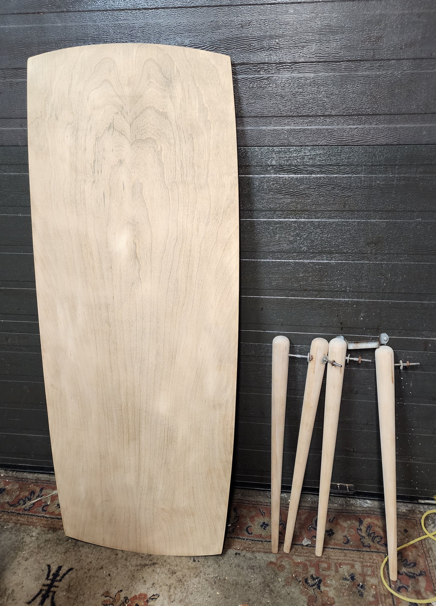 REFINISHED Mid Century Modern RUSPAN Surfboard Coffee Table w Shelf, 60"