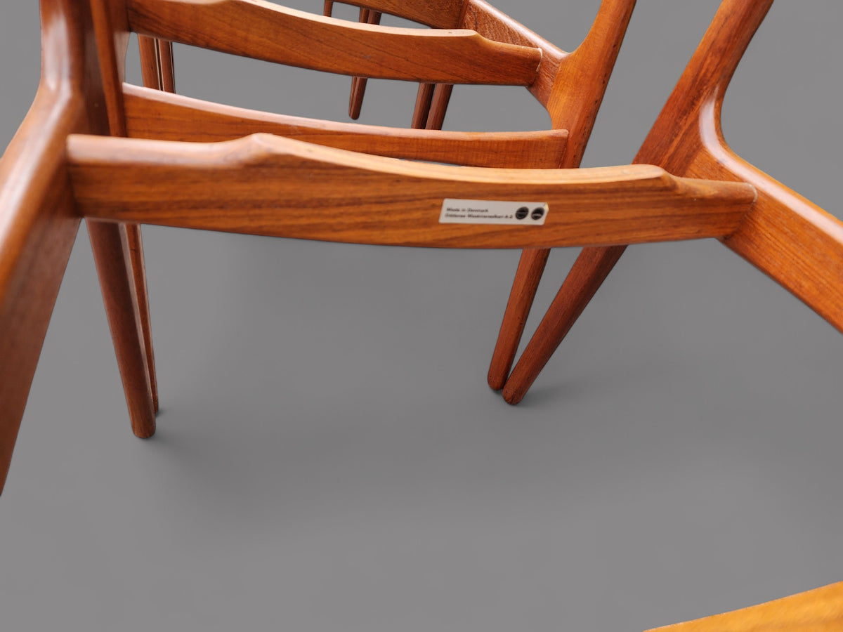 6 RESTORED will be REUPHOLSTERED Danish MCM teak chairs by Erik Buch #49