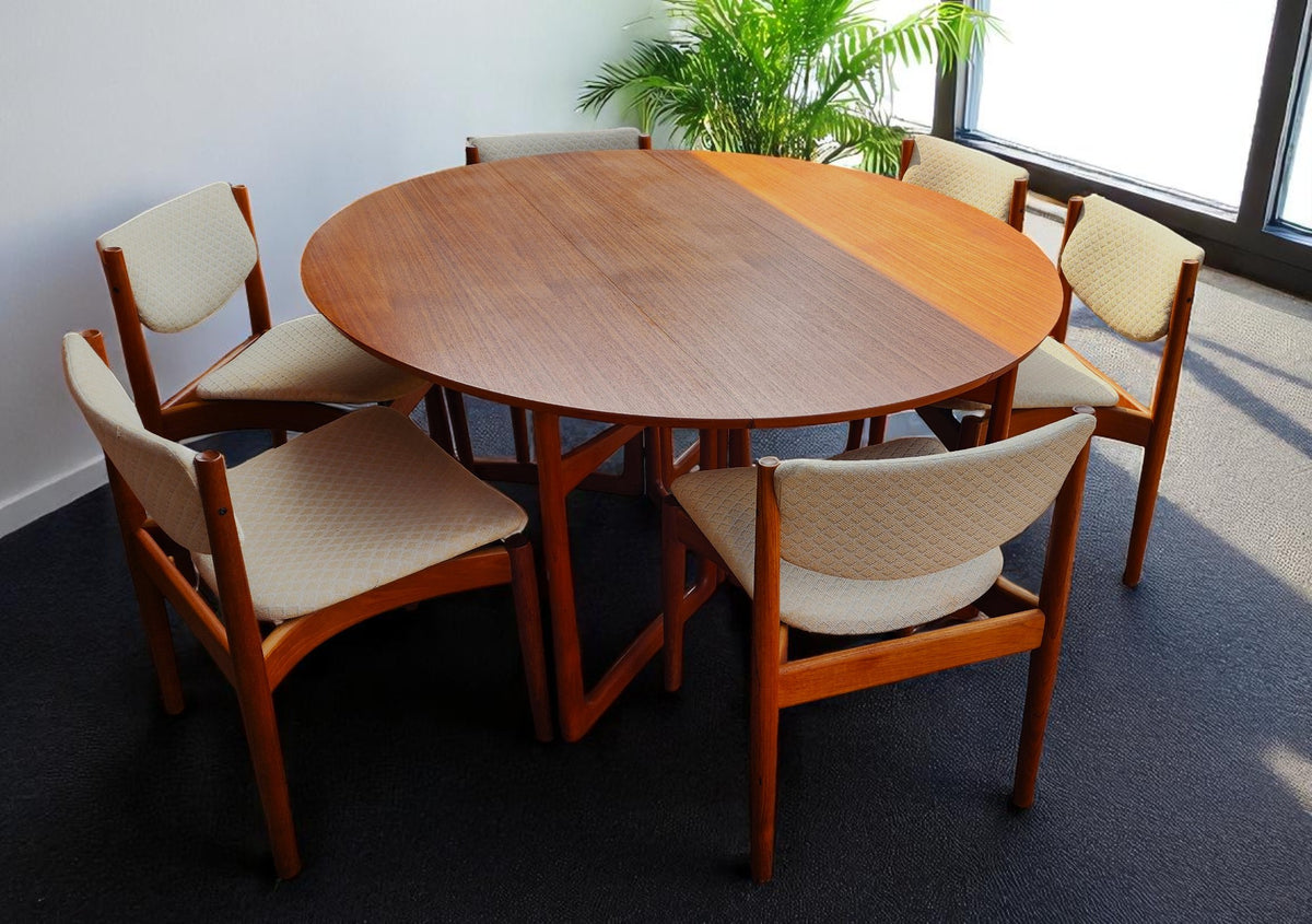 Danish MCM Teak Table by P.Hvidt & O.Mölgaard-Nielsen & 6 chairs by Finn Juhl for France & Søn