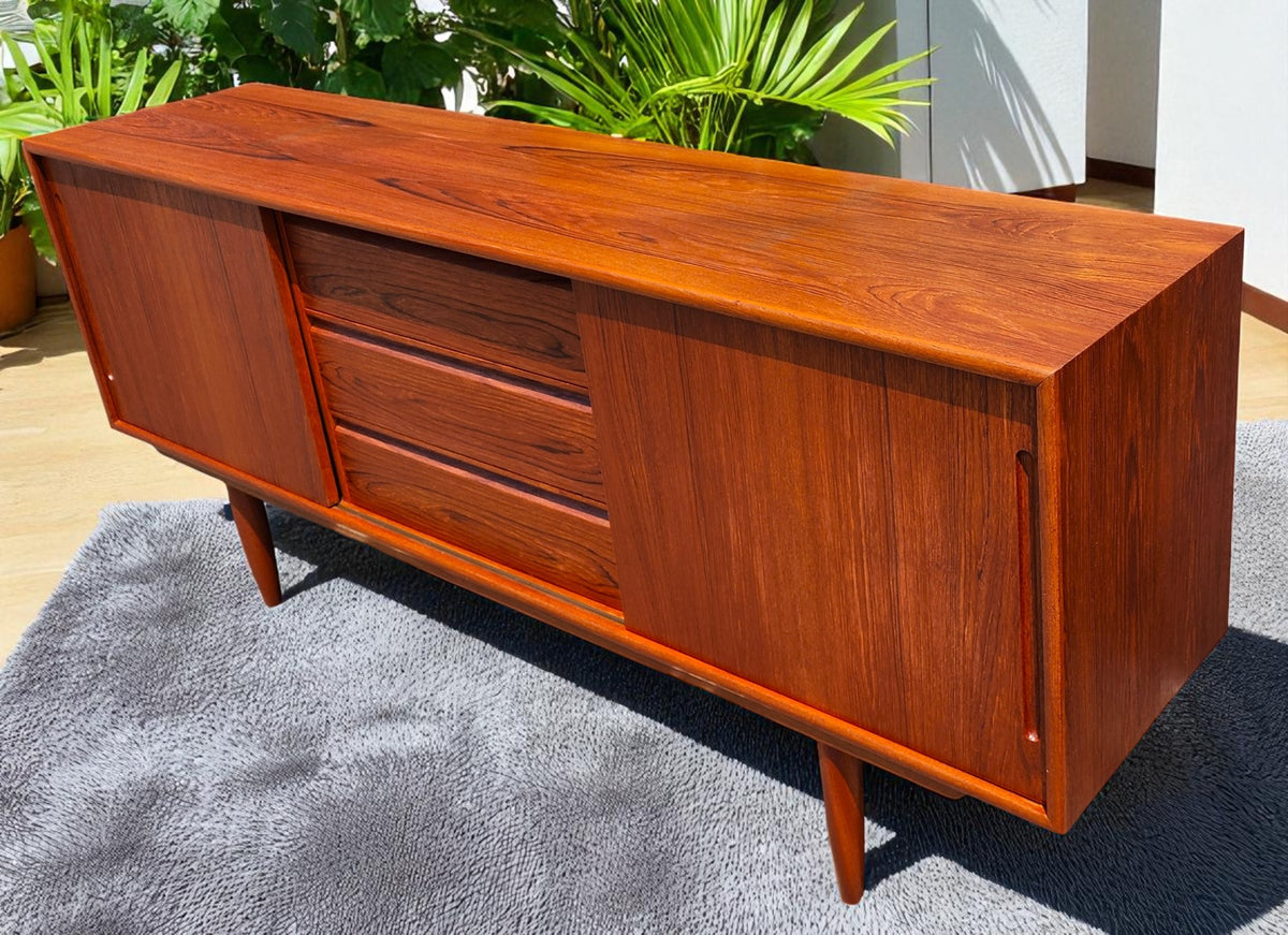 REFINISHED Danish Mid Century Teak Credenza Buffet 6 ft Narrow