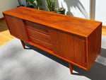 REFINISHED Danish Mid Century Teak Credenza Buffet 6 ft Narrow 3