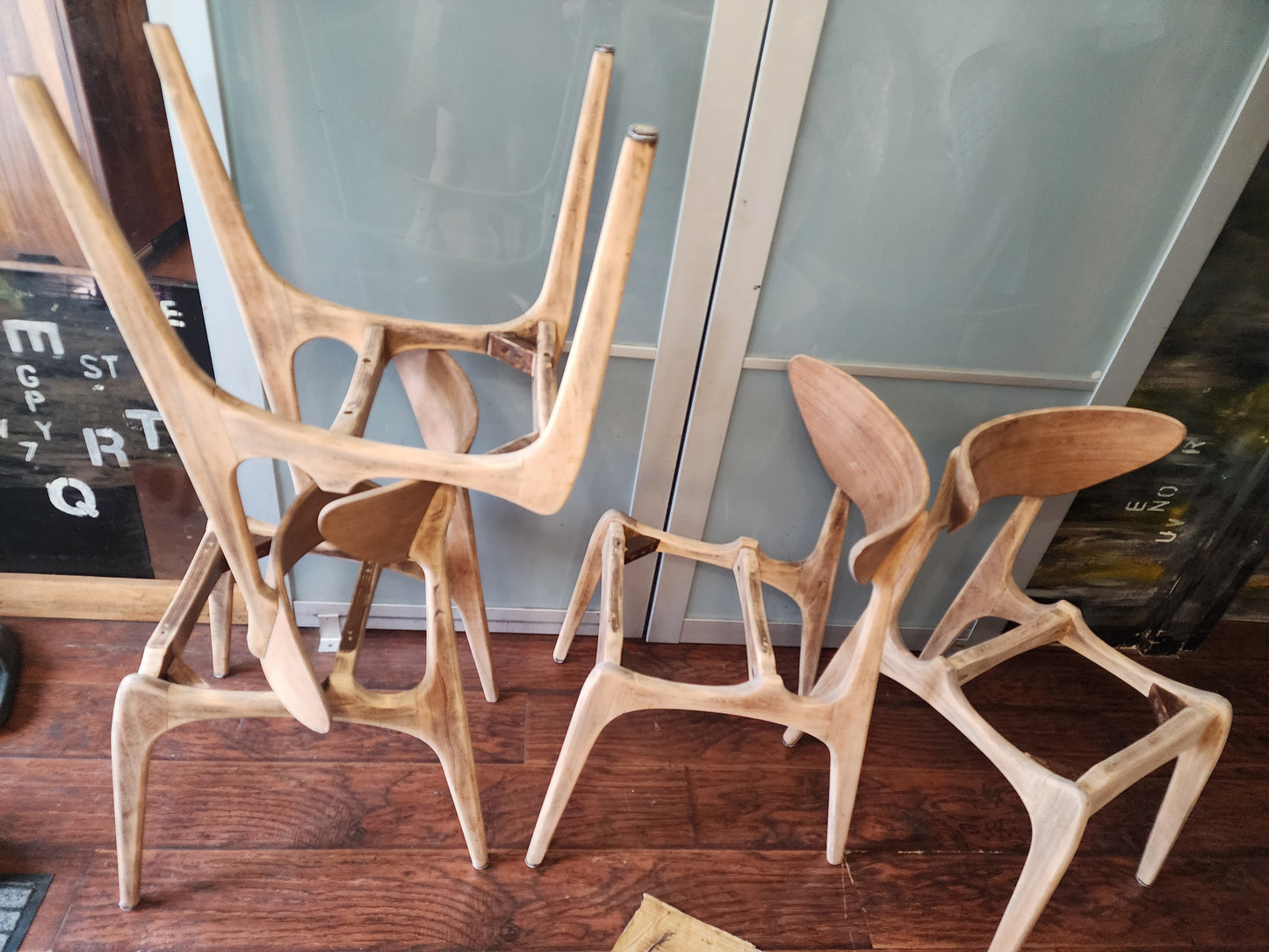 4 REFINISHED Mid Century Modern Walnut Chairs by Deilcraft