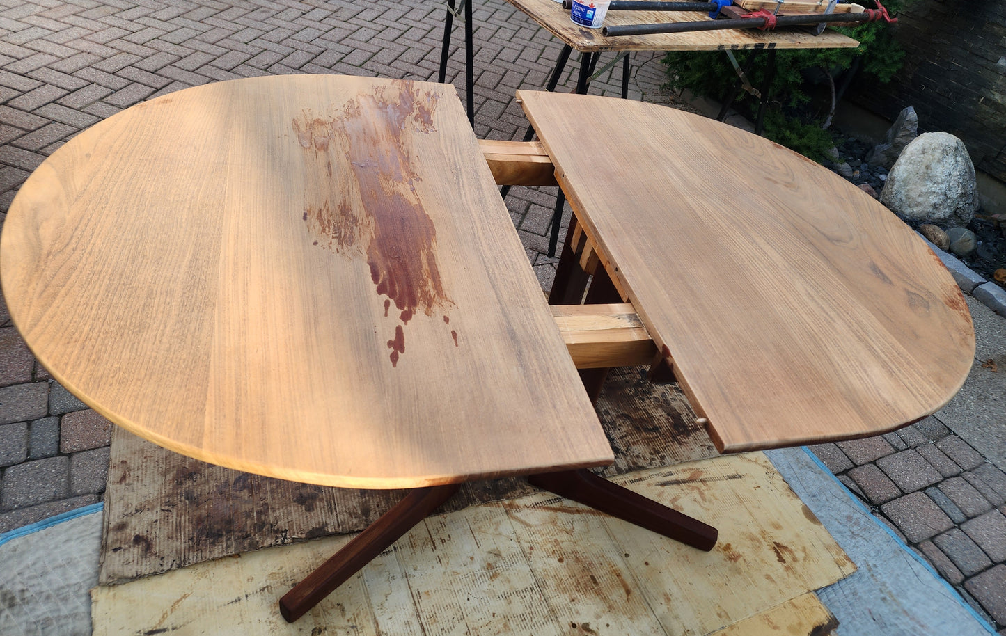 REFINISHED Mid Century Modern SOLID Teak Table by J.Kuypers 58"-76"